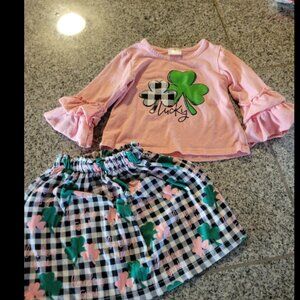 Girls size 2xs (6-12 months) shamrock outfit. St. Patrick's day
